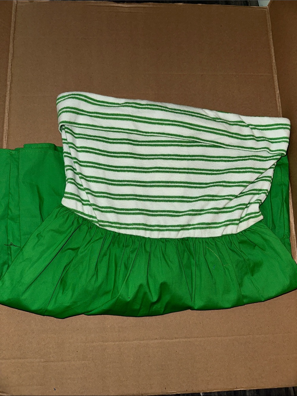 BUCKETLIST Green Stripe Tube Skirt